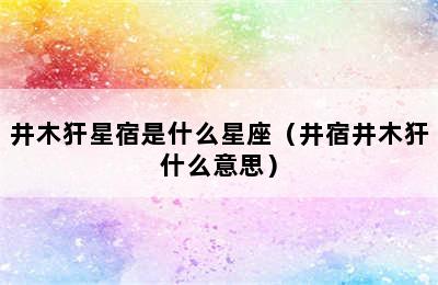 井木犴星宿是什么星座（井宿井木犴什么意思）