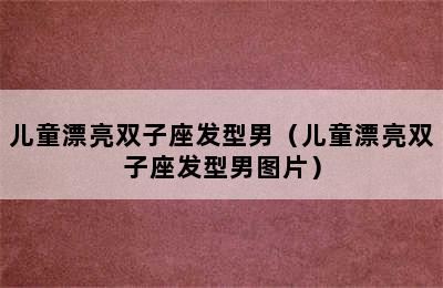 儿童漂亮双子座发型男（儿童漂亮双子座发型男图片）