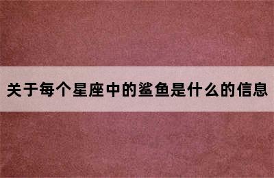 关于每个星座中的鲨鱼是什么的信息