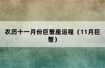 农历十一月份巨蟹座运程（11月巨蟹）