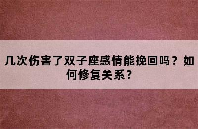 几次伤害了双子座感情能挽回吗？如何修复关系？