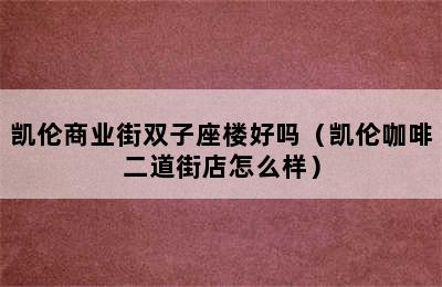 凯伦商业街双子座楼好吗（凯伦咖啡二道街店怎么样）