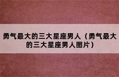 勇气最大的三大星座男人（勇气最大的三大星座男人图片）