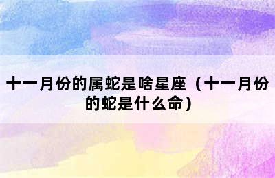 十一月份的属蛇是啥星座（十一月份的蛇是什么命）