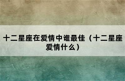 十二星座在爱情中谁最佳（十二星座爱情什么）