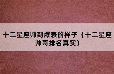 十二星座帅到爆表的样子（十二星座帅哥排名真实）