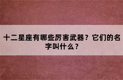 十二星座有哪些厉害武器？它们的名字叫什么？