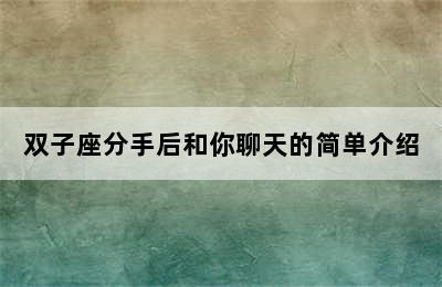 双子座分手后和你聊天的简单介绍