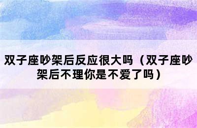 双子座吵架后反应很大吗（双子座吵架后不理你是不爱了吗）