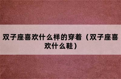 双子座喜欢什么样的穿着（双子座喜欢什么鞋）