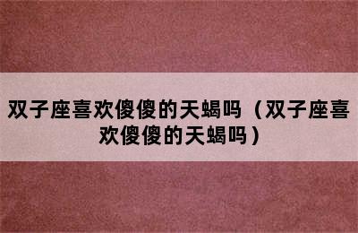 双子座喜欢傻傻的天蝎吗（双子座喜欢傻傻的天蝎吗）