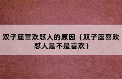 双子座喜欢怼人的原因（双子座喜欢怼人是不是喜欢）