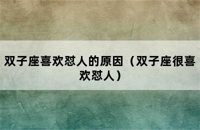 双子座喜欢怼人的原因（双子座很喜欢怼人）