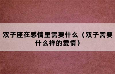 双子座在感情里需要什么（双子需要什么样的爱情）