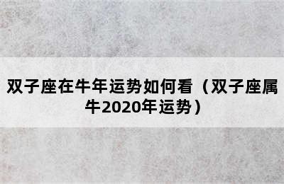 双子座在牛年运势如何看（双子座属牛2020年运势）