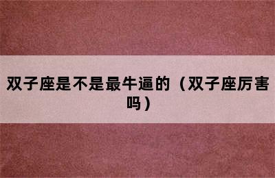 双子座是不是最牛逼的（双子座厉害吗）