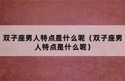 双子座男人特点是什么呢（双子座男人特点是什么呢）