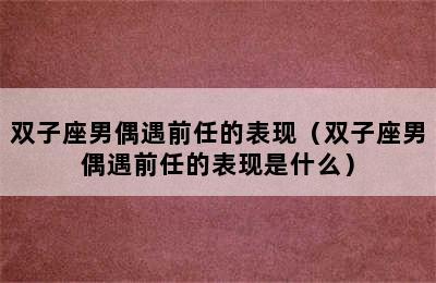 双子座男偶遇前任的表现（双子座男偶遇前任的表现是什么）