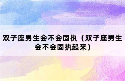 双子座男生会不会固执（双子座男生会不会固执起来）