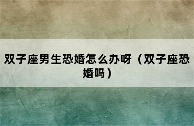 双子座男生恐婚怎么办呀（双子座恐婚吗）