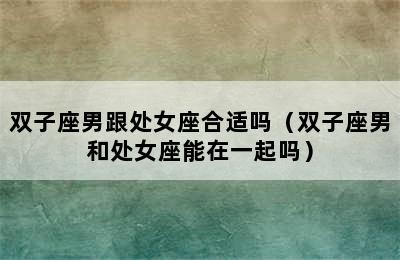 双子座男跟处女座合适吗（双子座男和处女座能在一起吗）