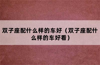 双子座配什么样的车好（双子座配什么样的车好看）