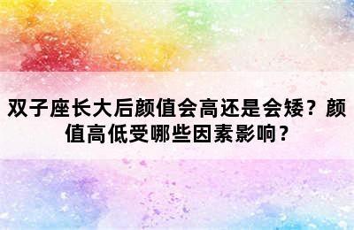 双子座长大后颜值会高还是会矮？颜值高低受哪些因素影响？