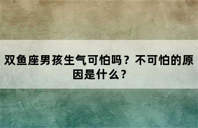 双鱼座男孩生气可怕吗？不可怕的原因是什么？