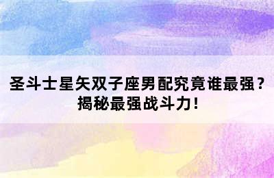 圣斗士星矢双子座男配究竟谁最强？揭秘最强战斗力！