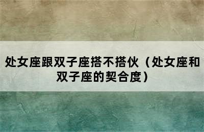 处女座跟双子座搭不搭伙（处女座和双子座的契合度）