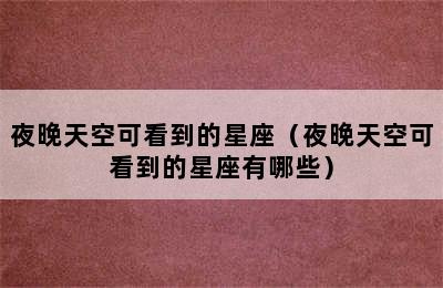 夜晚天空可看到的星座（夜晚天空可看到的星座有哪些）