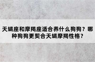 天蝎座和摩羯座适合养什么狗狗？哪种狗狗更契合天蝎摩羯性格？