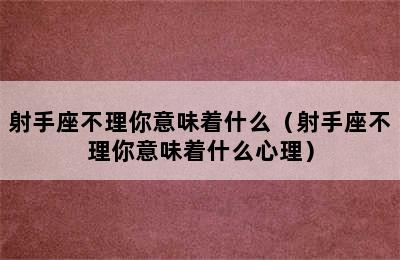 射手座不理你意味着什么（射手座不理你意味着什么心理）