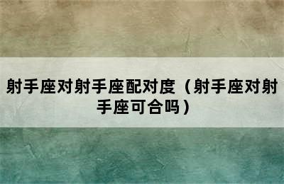 射手座对射手座配对度（射手座对射手座可合吗）