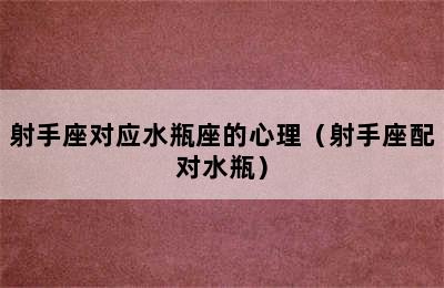 射手座对应水瓶座的心理（射手座配对水瓶）