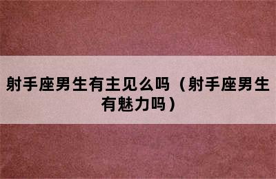 射手座男生有主见么吗（射手座男生有魅力吗）