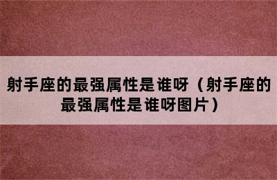 射手座的最强属性是谁呀（射手座的最强属性是谁呀图片）