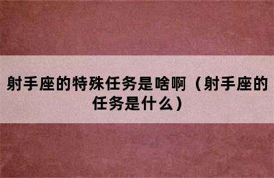 射手座的特殊任务是啥啊（射手座的任务是什么）