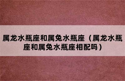 属龙水瓶座和属兔水瓶座（属龙水瓶座和属兔水瓶座相配吗）