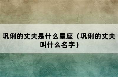 巩俐的丈夫是什么星座（巩俐的丈夫叫什么名字）