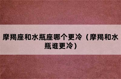 摩羯座和水瓶座哪个更冷（摩羯和水瓶谁更冷）