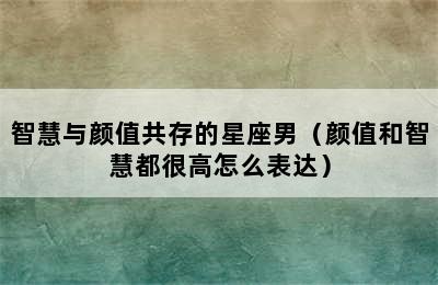 智慧与颜值共存的星座男（颜值和智慧都很高怎么表达）