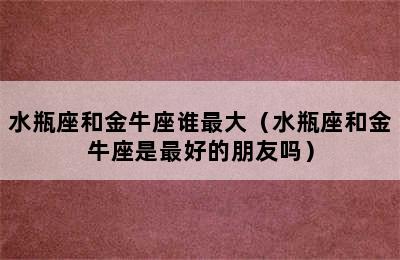 水瓶座和金牛座谁最大（水瓶座和金牛座是最好的朋友吗）