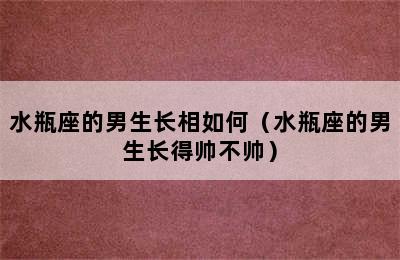 水瓶座的男生长相如何（水瓶座的男生长得帅不帅）