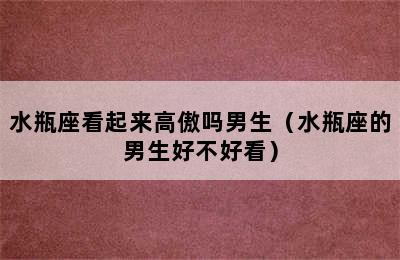 水瓶座看起来高傲吗男生（水瓶座的男生好不好看）