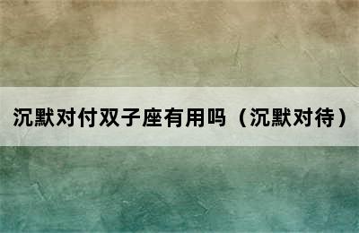 沉默对付双子座有用吗（沉默对待）