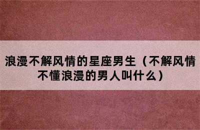 浪漫不解风情的星座男生（不解风情不懂浪漫的男人叫什么）