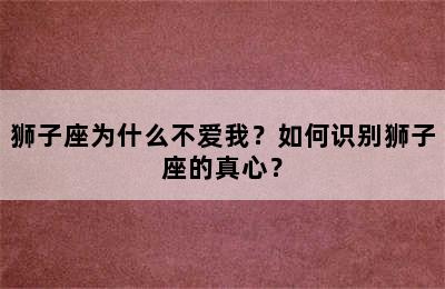 狮子座为什么不爱我？如何识别狮子座的真心？