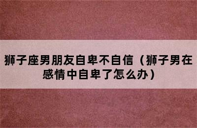 狮子座男朋友自卑不自信（狮子男在感情中自卑了怎么办）