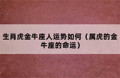 生肖虎金牛座人运势如何（属虎的金牛座的命运）